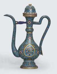 18TH CENUTRY A CLOISONNE ENAMEL EWER AND DOMED COVER